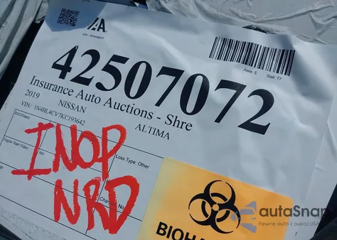 2019 Nissan Altima 2.5 Sr из США, поврежденный, VIN 1N4BL4CV7KC193642